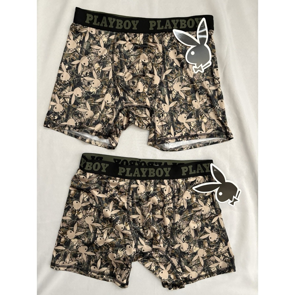NEW PLAYBOY Boxers Playboy Boxer Briefs Mens Size Medium Multicolor 2 Pair Boxer